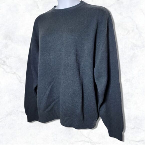 Studio GA Wool Cashmere Grey Long Sleeve Crew Neck Ribbed Sweater - Picture 4 of 7